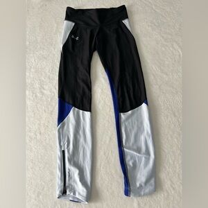 Under Armour Compression Ankle Zip Pocket Blue Black White Drawstring Leggings M